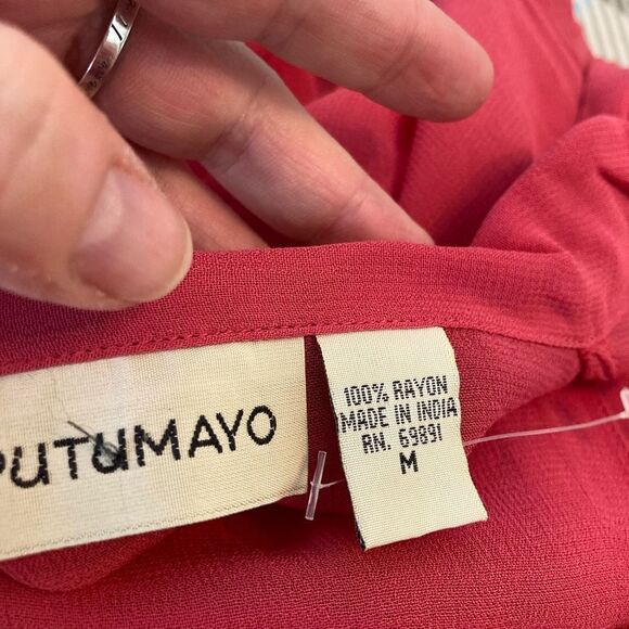 Putumayo sheer blouse in perfect tea berry rose pink VTG - Picture 5 of 6